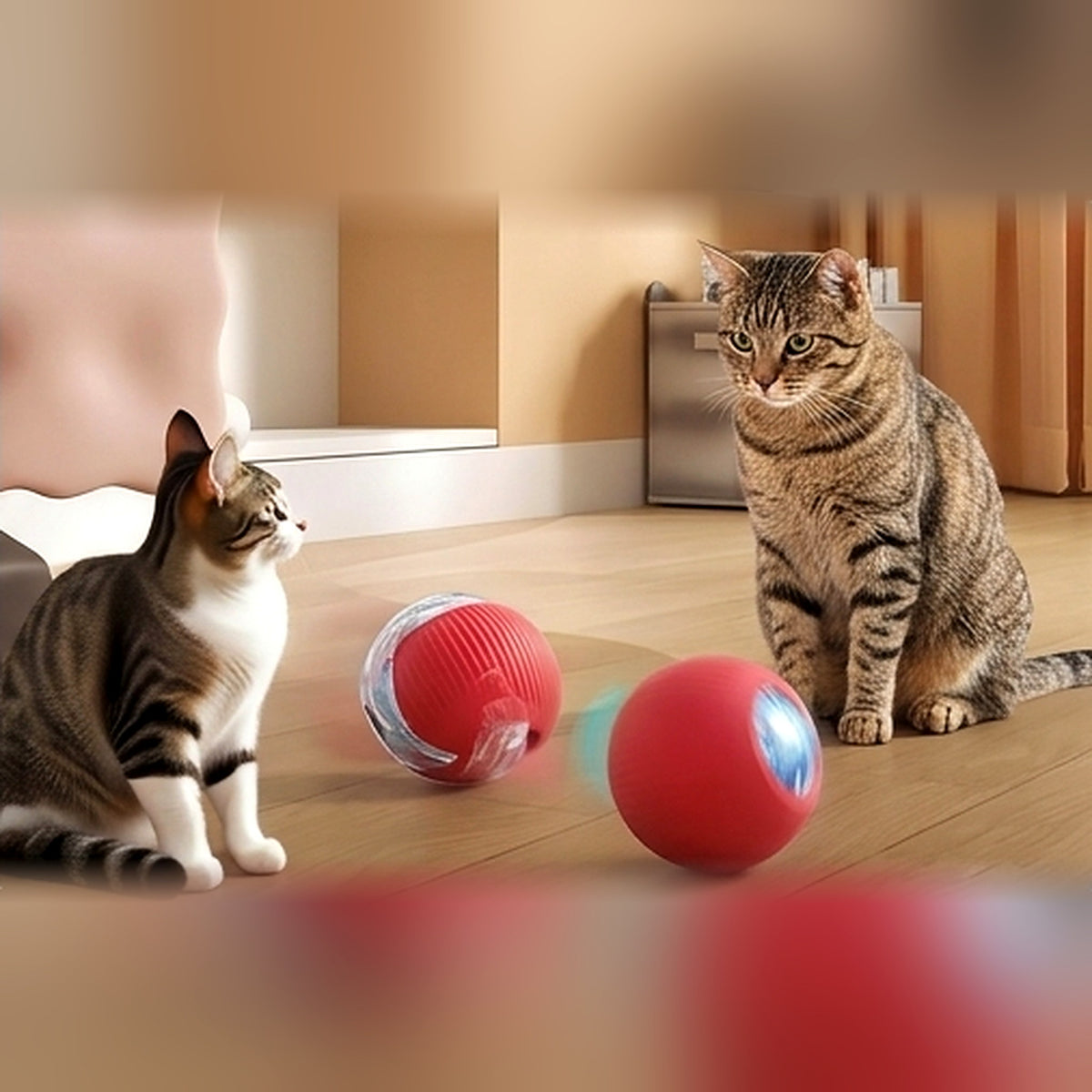 Balle automatique pour chat en silicone alimentaire avec fausse queue